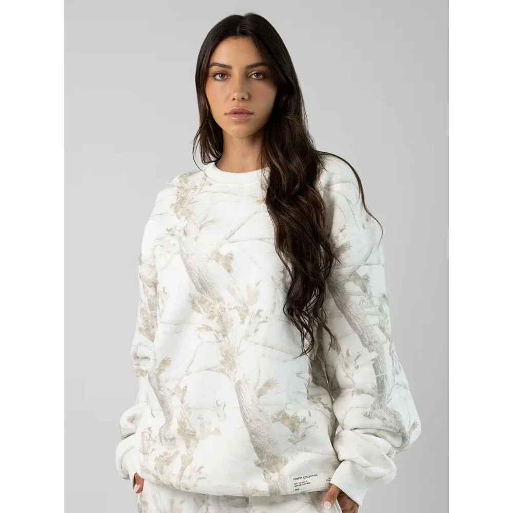 FULL SET Unisex Comfrt Camo Crewneck & Sweatpants White Oak Size 3XL XXXL $160 - Picture 3 of 10